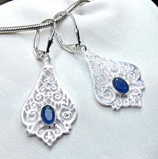 Ohrhänger 925 Silber Klappbrisur fac. Iolith Wassersaphir orientalisches Design