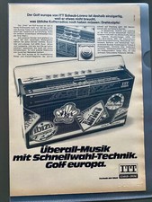 ITT Schaub Lorenz Golf europa Radio Koffer Original 1973 Vintage Advert Werbung