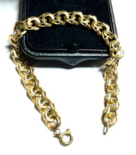 333 Gold 8 K Gelbgold Armband Garibaldi Dekor L 18,5 cm B 8 mm sehr gepflegt