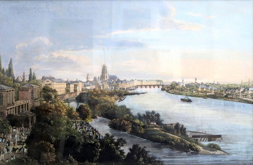 Frankfurt mainufer aquatinta - frankfurt,