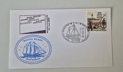 Postkarte mit schiffsstempel - postkarte,