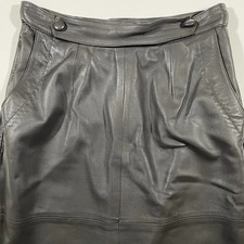 Vintage Copacabana Rock Damen Grau Leder Knie Lang  Leather Pencil Skirt Gr.42