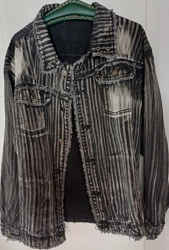 Gestreifte denim jacke mit - jacke,
