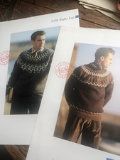 Alafoss Lopi Herren traditioneller isländischer Pullover Muster A-834 und A-835