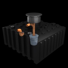 GreenLife Flachtank 5000 l mit Biovitor Ausgleichsdom Abdeckung 3 Anschl. Wasser