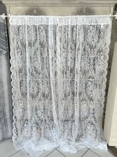 Gardinenschal Gardine 2 x 120 x 240 Rosen Spitze weiß Landhaus Vintage Shabby
