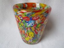 schöne Vase Glas bunt Murano Millefiori Glaskunst Italy 1178g 14x8,5-11cm Unikat