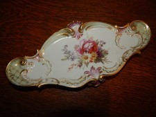 KPM Berlin Jugendstil Schreibtisch-Schale, Stiftschale Gold Staffagen Blumen