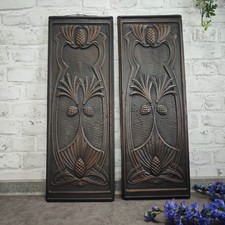 Jugendstil Ofenplatten Gusseisen Relief Eicheln Deko 2 Stück antik Restauration