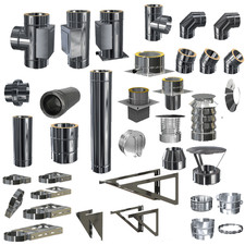 Edelstahl Schornstein Bauteile Zubehör DW 120 -200 mm/06 Konfigurator Ofen Kamin