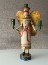 Alter Großer Original Erzgebirge Lichterengel 41cm Holz Metall!