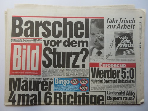 Bild zeitung vom 1987 - zeitung, 16.09.1987