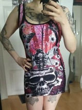Too Fast Minikleid M 38 Longtop Motte Metal Punk Gothic Alternativ Totenkopf 