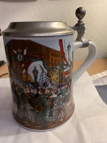 Bierkrug mit zinndeckel - mit,