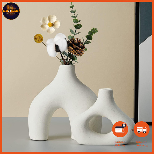 Keramikvase 2er set - keramikvase, weiß