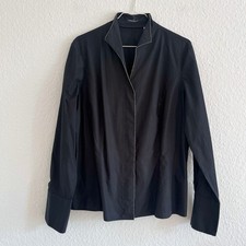 Van Laack Bluse Schwarz mit Verzierung Kelchkragen Gr. 44