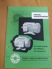 Broschüre  Einphasen-Wechselstrommotor Elbau Berlin 1956 ? Sammler Dachbodenfund