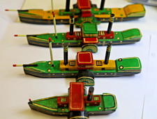 4 historische Volkskunst Holzschiffe, Elbdampfer, Länge bis 40 cm             VL