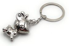 Rehkitz Wild Geweih Hischkalb Schlüsselanhänger aus Metall silber Schlüsselring