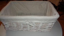 Rattan Weidekorb 30 x 44 x 17 cm weiß Rechteckig mit Baumwolle-Einlage