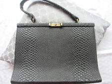 Vintage Tasche, edle Handtasche,  Design Kroko, Omas Handtasche schwarz