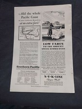 Druckanzeige 1932 - Southern Pacific Railroad - Fügen Sie die Westküste ohne zusätzliche Kosten hinzu!