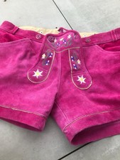 Bayerische Lederhose Pink Rosa Damen Größe 42 / 44 Edelweiß Oktoberfest
