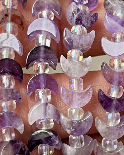Kleine amethyst perlen mond - amethyst,