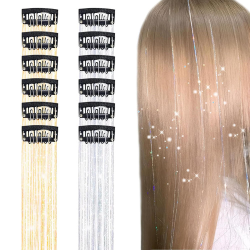 Stück hair tinsel - 12, clip