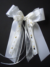 10 Autoschleifen*Antennenschleifen*Taft&Satin*weiß*Gold*Perlenherz*HOCHZEIT