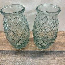 2x Vintage Glasvase Pressglas Struktur grün Deko Set ?