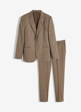 2-tlg Set Anzug Slim Fit Sakko und Hose Gr. 50 Beige Meliert Herrenanzug Neu