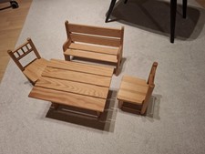 Puppengarnitur, Sitzgelegenheit, Bank, Tisch, Stühle Für Puppen, Sitzgruppe