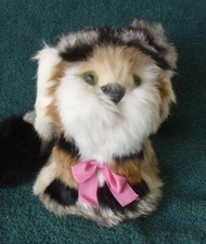 Katze/Hund mit Echtfell Vintage und Wackel-Kopf u. Schwanz schwarzweißbraun 1975