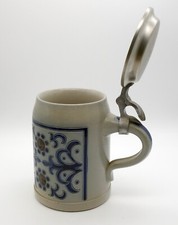 Original-Bierkrug mit Zinndeckel v. Goebel-Merkelbach Salzglasur