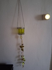 Teelichtglas in dekorativer Hängeampel, grün, Nr. 509