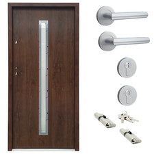 Ausstellungstür #OX06  Nebeneingangstür ATU56 mit Griffset DIN Links 90x200cm