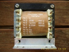 Audio Übertrager 100V WHD T25  (AÜ25), 6,25- 12- 25W / 4-8-16 Ohm, Röhre , NEU !
