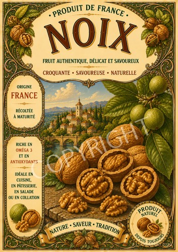 Poster vintage noix - poster,
