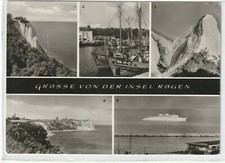 Ansichtskarte Rügen - Königstuhl/Hafen Saßnitz/Stubbenkammer/MS Saßnitz/Arkona