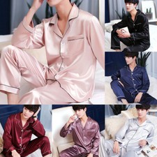 Herren Seide Satin Schlafanzug