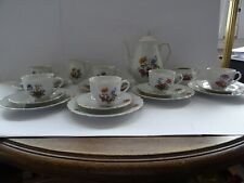 Kaffeeservice 6 Personen Weiß mit Goldrand Dekor Blumen Feinste Handarbeit Top