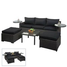 B-Ware Poly-Rattan Garnitur MCW-J38, Sitzgruppe, grau, Kissen anthrazit-schwarz