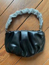 Neu ASOS Design Geraffte Tasche Mini Schwarz Strass Party