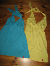 edc  Esprit Top-Set Gr.XS w.NEU gelb blau 100% Baumwolle Neckholder Logo