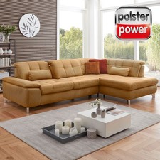 Ecksofa - Echtleder - curry - Recamiere rechts Sofa Wohnlandschaft Couch