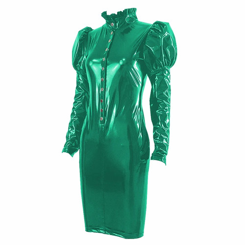 Glänzendes pvc minikleid - glänzendes,
