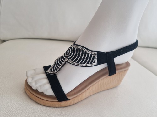 Sandalen keilabsatz schwarz - sandalen,