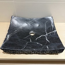 Dune Ceramics Waschschale, Rechteckig, Schwarz/Weiß, Marmor - 39,5 x 46 cm