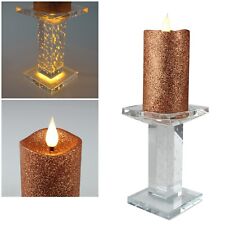 Led Wachs-Kerze 3D-Flamme MAGIE mit TIMER inkl Glas Ständer/Halter beleuchtet